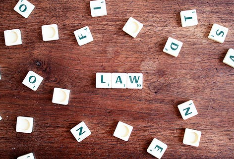 law in scrabble tiles